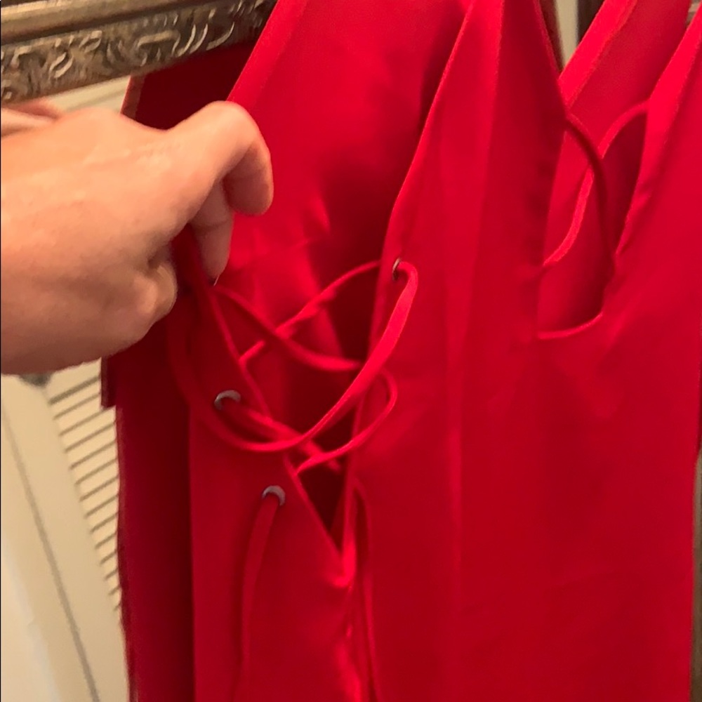 Cherry red strappy mini dress size L - Picture 3 of 4